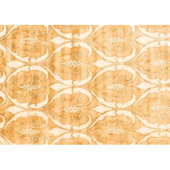 Ahgly Company Indoor Rectangle Abstract Orange Contemporary Area Rugs, 2' x 3'