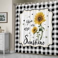 thumbnail image 5 of Floral Sunflowers Shower Curtain, Black Plaid You Are My Sunshine Country Waterproof Shower Curtain Set with 12 Hooks Lightweight Bath Curtains Fabric Bathroom Decor 72x72 Inches, 5 of 9