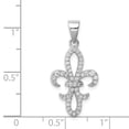 thumbnail image 3 of Sterling Silver Rhodium-plated CZ Fleur de Lis Pendant, 3 of 3