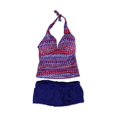 thumbnail image 1 of La Blanca Tankini Hipster de 2 piezas con lengüeta lateral tribal para mujer, Púrpura, 14, 1 of 1