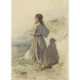 thumbnail image 2 of August von Pettenkofen 18x24 Black Ornate Framed Double Matted Museum Art Print Titled: Hungarian Woman, Standing Three -Quarters to the Left, Seen on the Back (1855), 2 of 5
