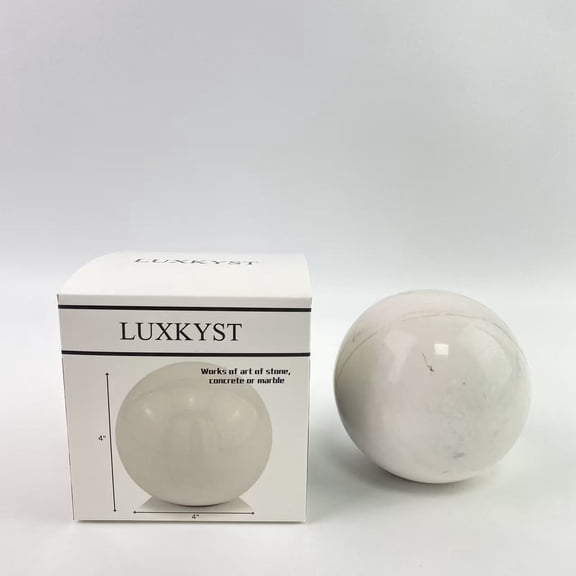 LUXKYST Works of art of stone, concrete or marble,White Marble Ball Sphere Ball Aesthetic Modern Tabletop Decoration Table Centerpieces Ball for Dining Room Multipurpose