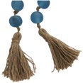 thumbnail image 6 of DecMode Handmade Round Frosted Beaded Teal Glass Garland with Tassel with Knotted Brown Jute, 6 of 11