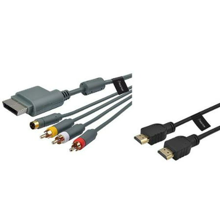 Insten S-Video Composite 3 RCA Adapter Cable Cord+6ft Hdmi Cable for Xbox 360 HDTV