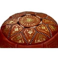 thumbnail image 2 of Red Leather Moroccan Handmade Poof, 2 of 3