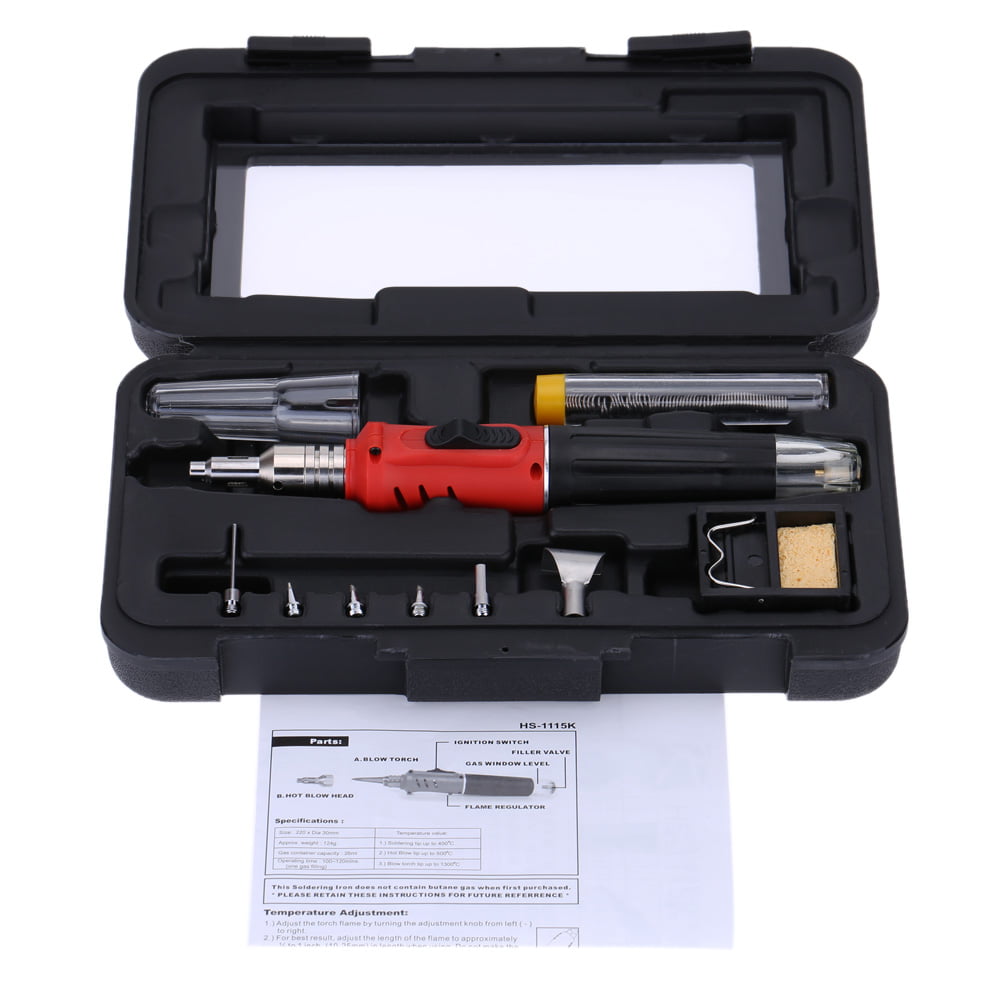 Redcolourful Professional 10 in 1 Soldering Iron Set Butane Gas Soldering Iron Set 26ml Welding Equipment red 