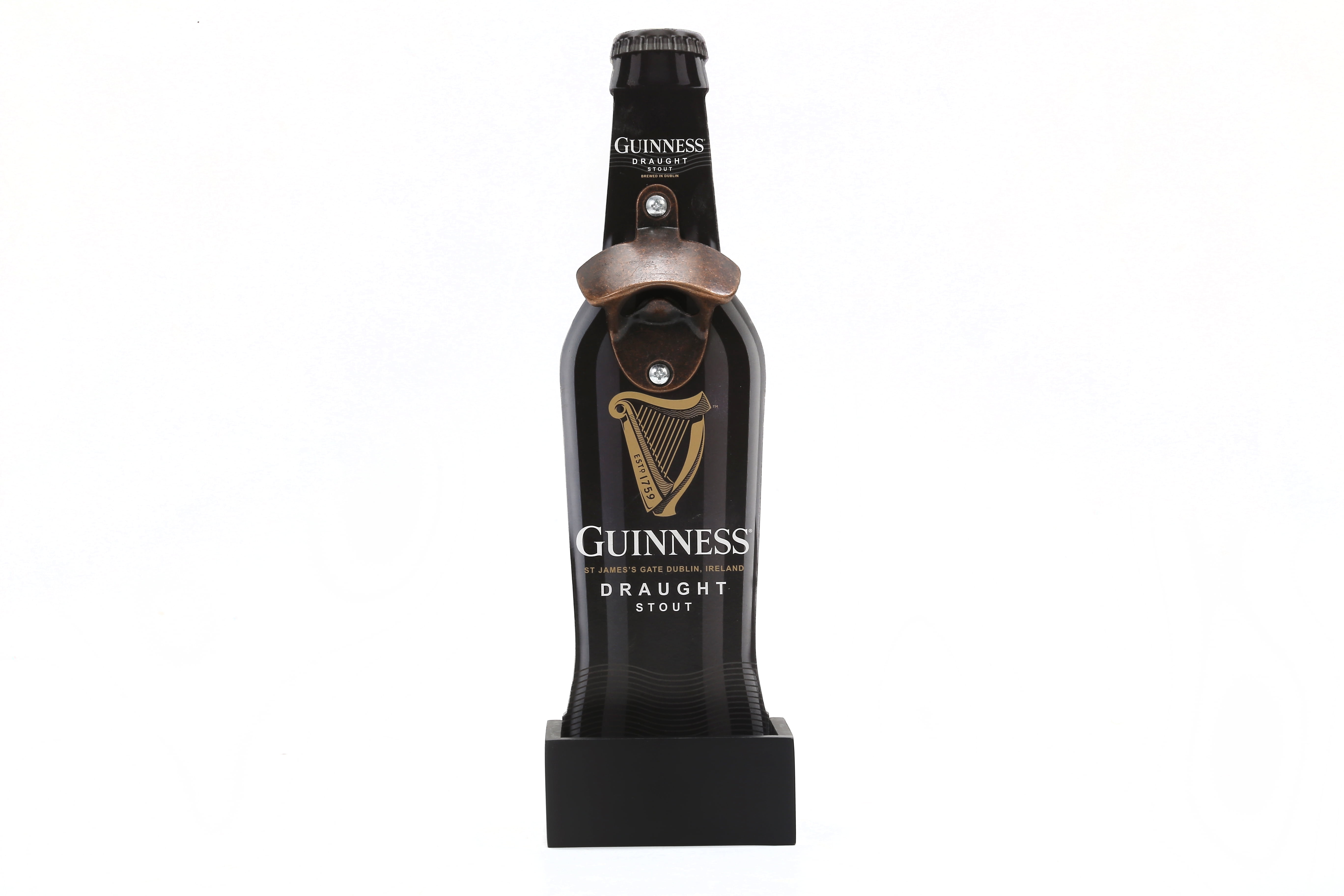 Guinness Bottle Opener with Cap Collector Catcher, Wooden Wall Mounted Bottle Opener，Ideal Gift for Men and Beer Lovers