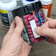 Pill Thing Monster Jr Daily Medication Sort Dose Organizer Secure Travel Pill Dispenser with Labels