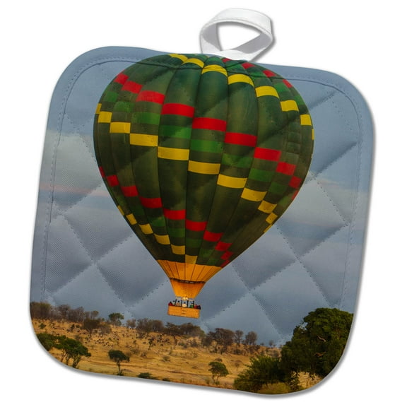3dRose, Tanzania, Serengeti NP. Hot air balloon over the Mara River., 8x8 Potholder