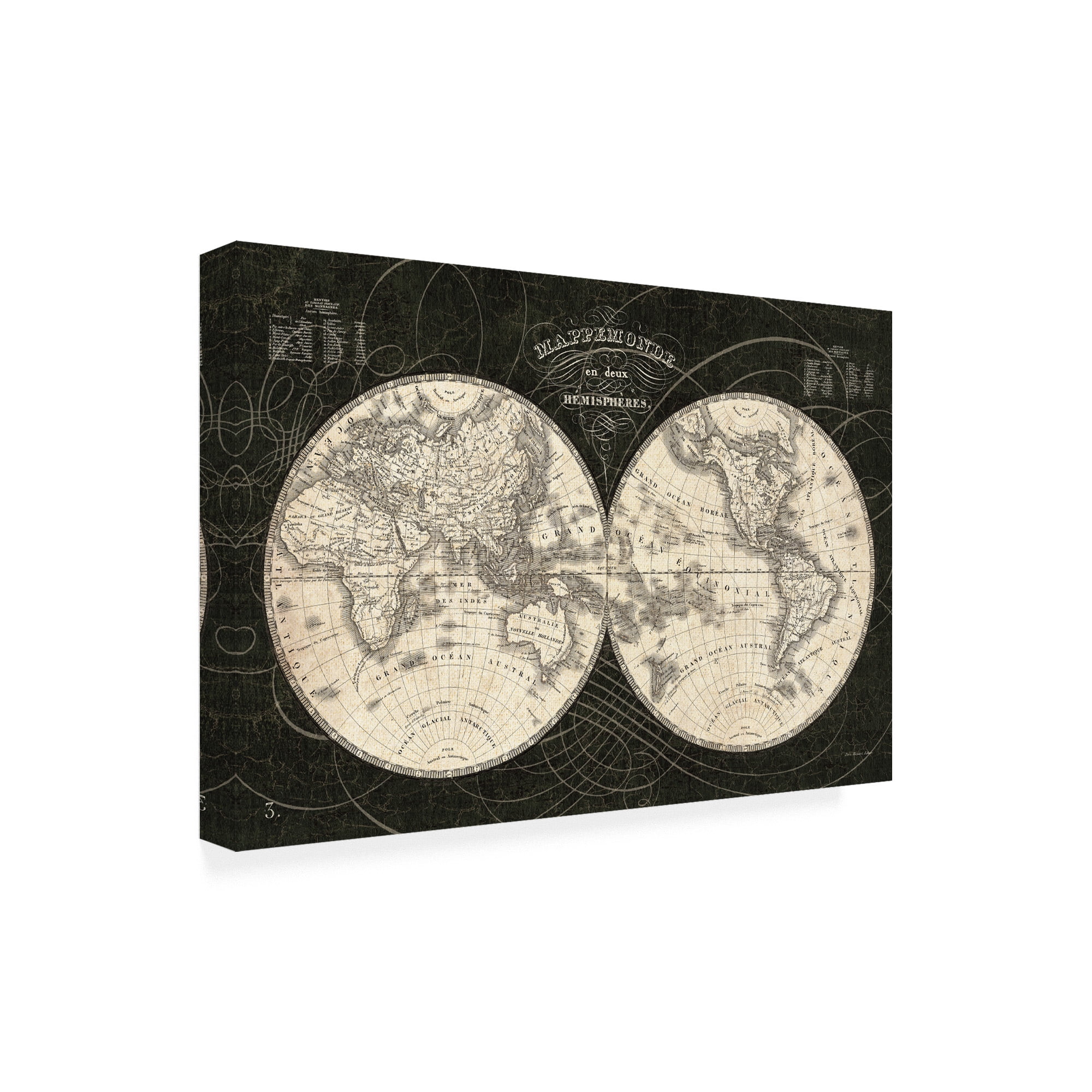 Trademark Fine Art 'French World Map I Black and White' Canvas Art by Sue Schlabach