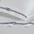 thumbnail image 5 of Superior Moonlawn Embroidered Cotton Bed Sheet Set, Queen, White/Navy Blue, 5 of 11