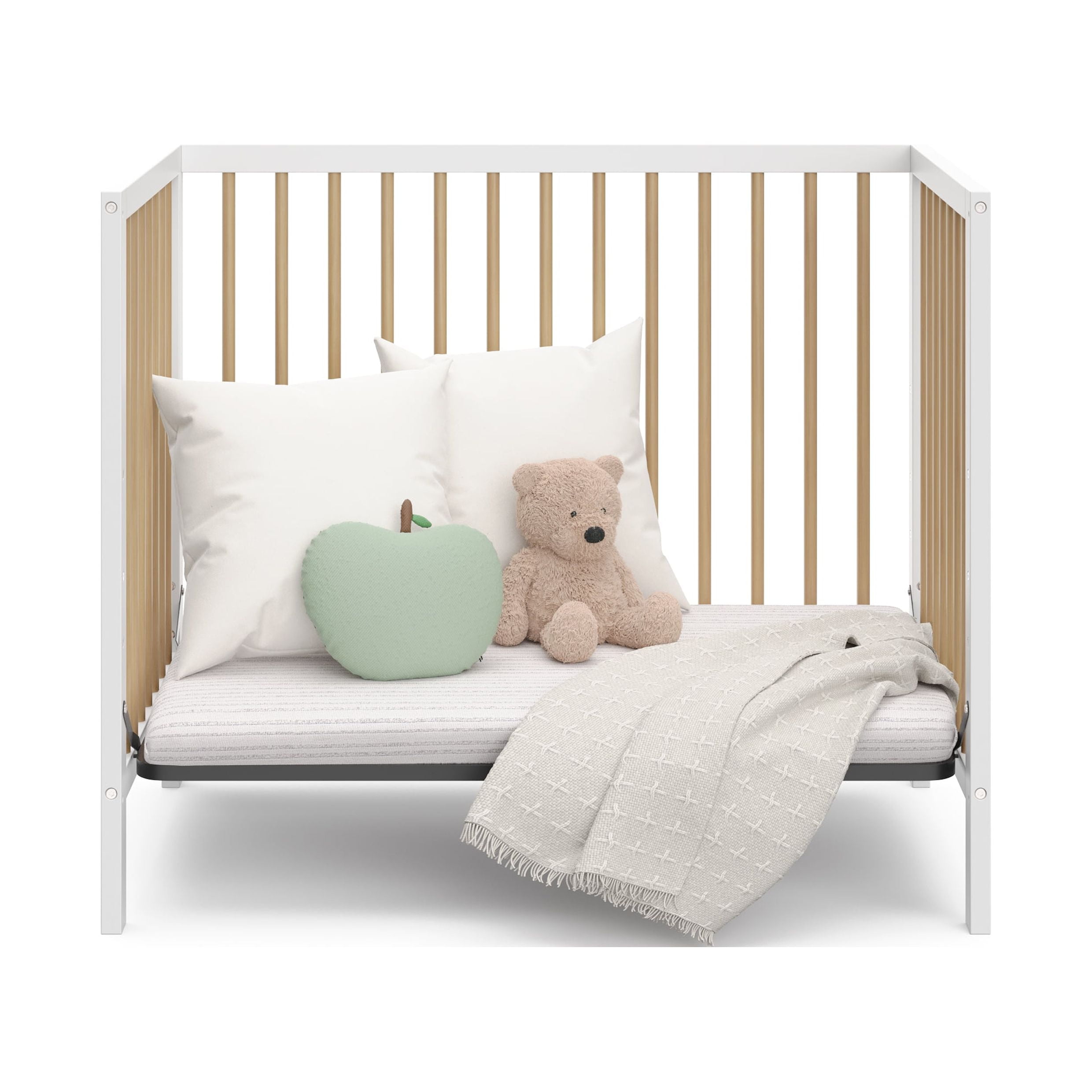 Graco Teddi 4-in-1 Convertible Mini Crib - White with Driftwood