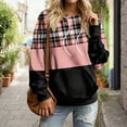 thumbnail image 2 of XIAONU Womens Hoodies Trendy Checkered Printed Drawstring Hoodie Long Sleeved Baggy Pocket Color Blocked Pullover Sport Hoodie, 2 of 4