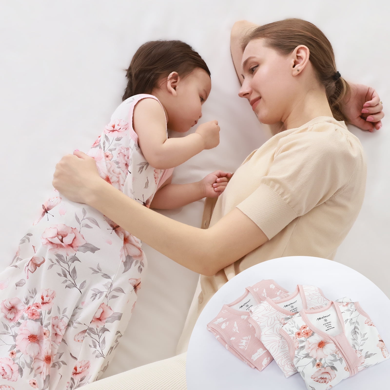 Mosebears 3Pcs 0.5 Tog Baby Sleep Sack 12-18 Months 100% Cotton Unisex Baby Wearable Blanket With 2-way Zipper