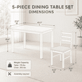 thumbnail image 2 of Aukfa 5-Piece Farmhouse Dining Table Set with 4 Chairs,Space-Saving Apartment/Breakfast Nook Furniture, White, 2 of 8