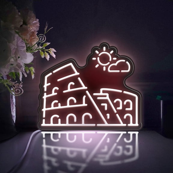 Colosseum Led Light Box, Dimmable Neon-Like Light Signs USB Power for Wall Decor Bedroom Decoration, Static Light (WxH) 8"x6"
