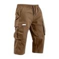 thumbnail image 5 of Below The Knee Shorts for Men Corduroy Long Cargo Shorts Casual 3/4 Length Sweat Capris with Pockets Coffee 3XL, 5 of 7
