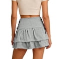 thumbnail image 4 of TaTaai Women's Solid High Waisted A-Line Mini Skirt Tiered Ruffle Tie Waist Double Layer Hem Vintage Style for Casual Summer Daily Wear Gift, 4 of 5