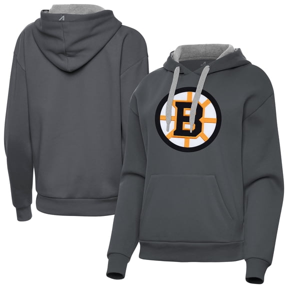 Women's Antigua Charcoal Boston Bruins Victory Pullover Hoodie