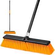HYKE 18’’ Push Broom Outdoor Heavy Duty with 59.4’’ Long Handle, Industrial Broom with Stiff Bristles, Floor Broom for Cleaning Patio Garage Shop Deck Concrete Wood Stone Tile Floor