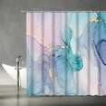 thumbnail image 2 of Abstract Marble Shower Curtain Blue Pink Teal Purple Texture Luxury Modern Stripes Ombre Granite Liquid Watercolor Art Pattern into a Work of Art Includes Hooks (36" Wx70H), 2 of 3