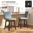 thumbnail image 6 of Costway 27" Swivel Bar Stools Set of 2 with Rubber Wood Legs Upholstered Linen Bar Chairs Gray, 6 of 10