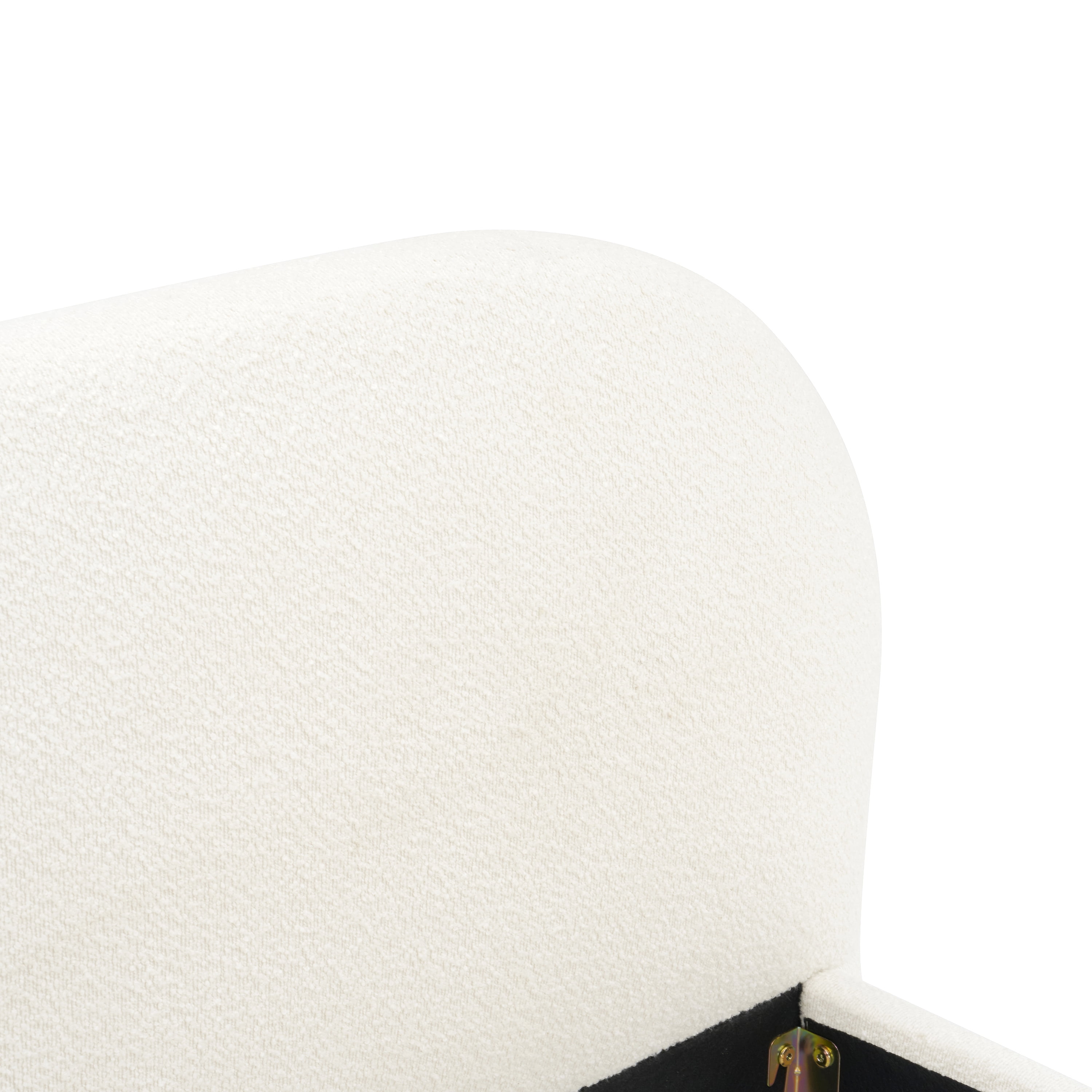 Noble House Queen Cream Style Upholstered Bed,Curved Textured Fabric Headboard with Solid Frame,Creamy White