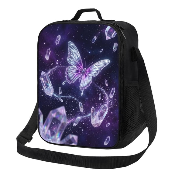 Butterfly Insulated Lunch Bag For Women Boho Ethnic Reusable Lunch Tote Therma Cooler Bag With Shoulder Strap Lunch Box For Work Office Picnic Meal Prep Bag