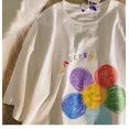 thumbnail image 4 of Camiseta de manga corta con flores de arcoíris de algodón puro para mujer, estilo veraniego, versátil, de marca de moda, versión coreana, cuello redondo, 4 of 4