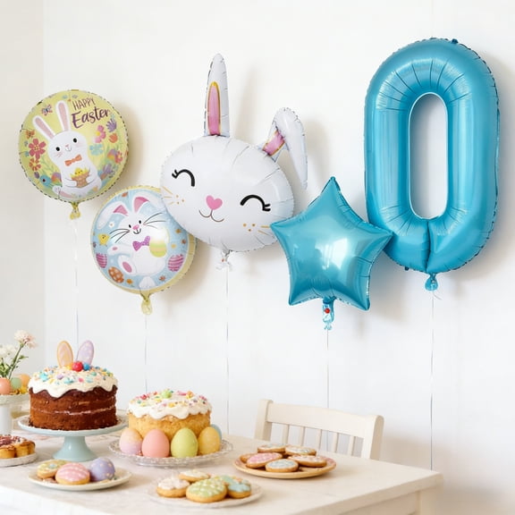 Home Decor Easter Themed Number Balloons For Holiday Party And Birthday Celebrations With Metallic Gold Shine Event & Party