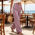 thumbnail image 2 of JUUNthy Wide Leg Pants for Womens, with Pockets High Rise Lightweight Pull On Vacation Casual Palazzo Trousers Dark Grey XL, 2 of 14
