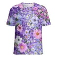 thumbnail image 5 of Floral Colorful Flower Women's Short Sleeve T-Shirt Crew Neck Casual Summer Trendy Loose Fit Tops, 5 of 6