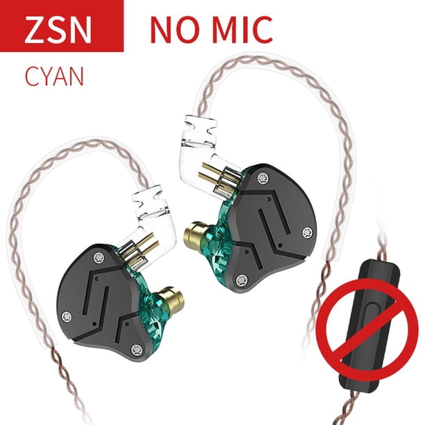 KZ-ZSN Audífonos HIFI Bass Audífonos In Ear Monitor Audífonos (Sin Micrófono Cian)