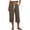 Coffee, variant on Women's Waffle Knit Capri Pants Drawstring High Waist Relax Fit Cargo Trousers with Side Pockets