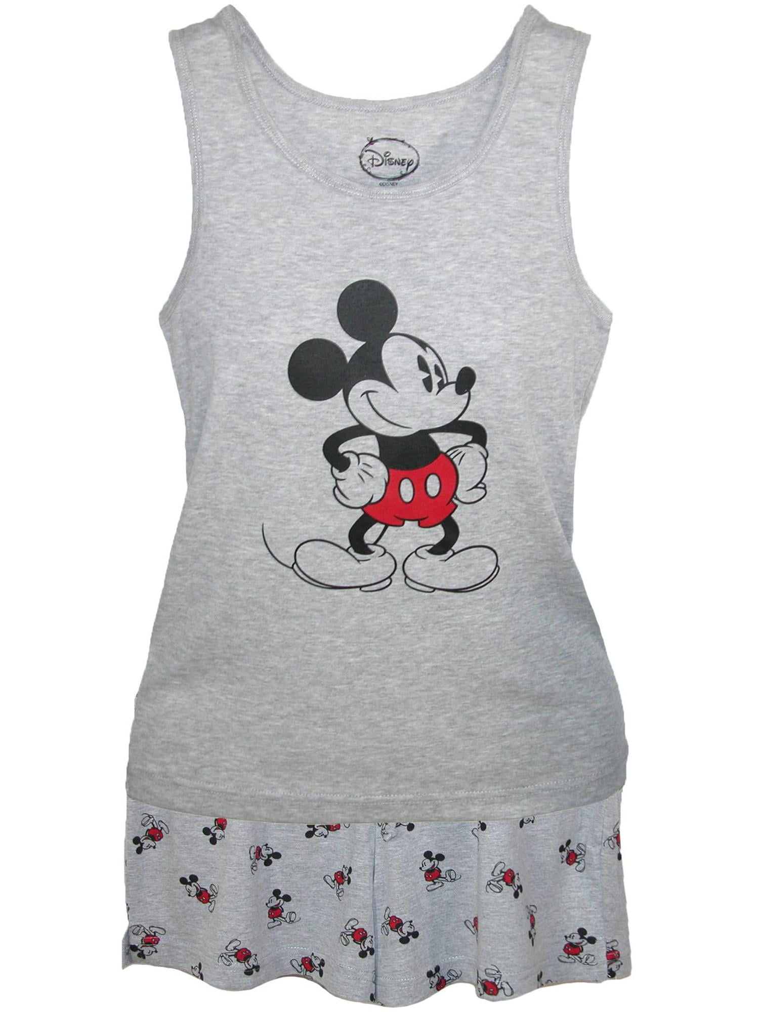 Size XL Mickey Mouse Tank and Shorts Pajama Set, Grey