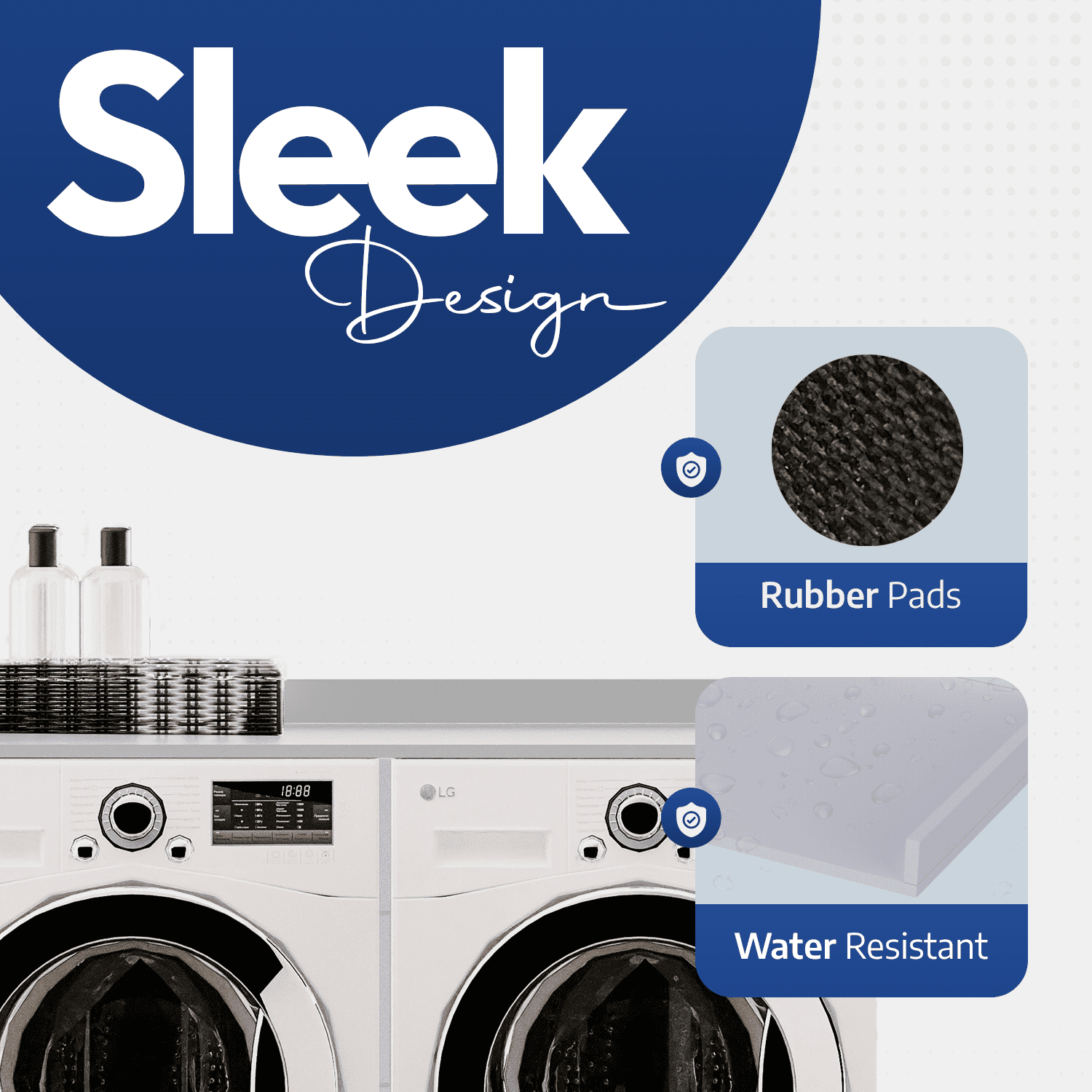 OfficeSimpli Washer Dryer Countertop w Non-Slip Pads, Made in USA, Laundry Room Wood Topper, Washer Dryer Cover for Top, Laundry Guard, Laundry Countertop, Laminate Finish (Glacier White)