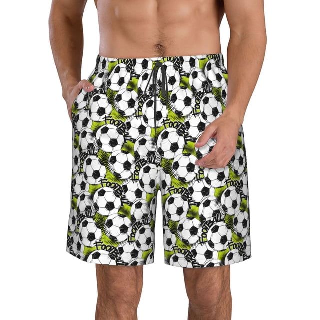 Balery Soccer and Football Traje de Baño Estilo Hawaiano para Hombre, Shorts de Secado Rápido con Bolsillos-X-Large