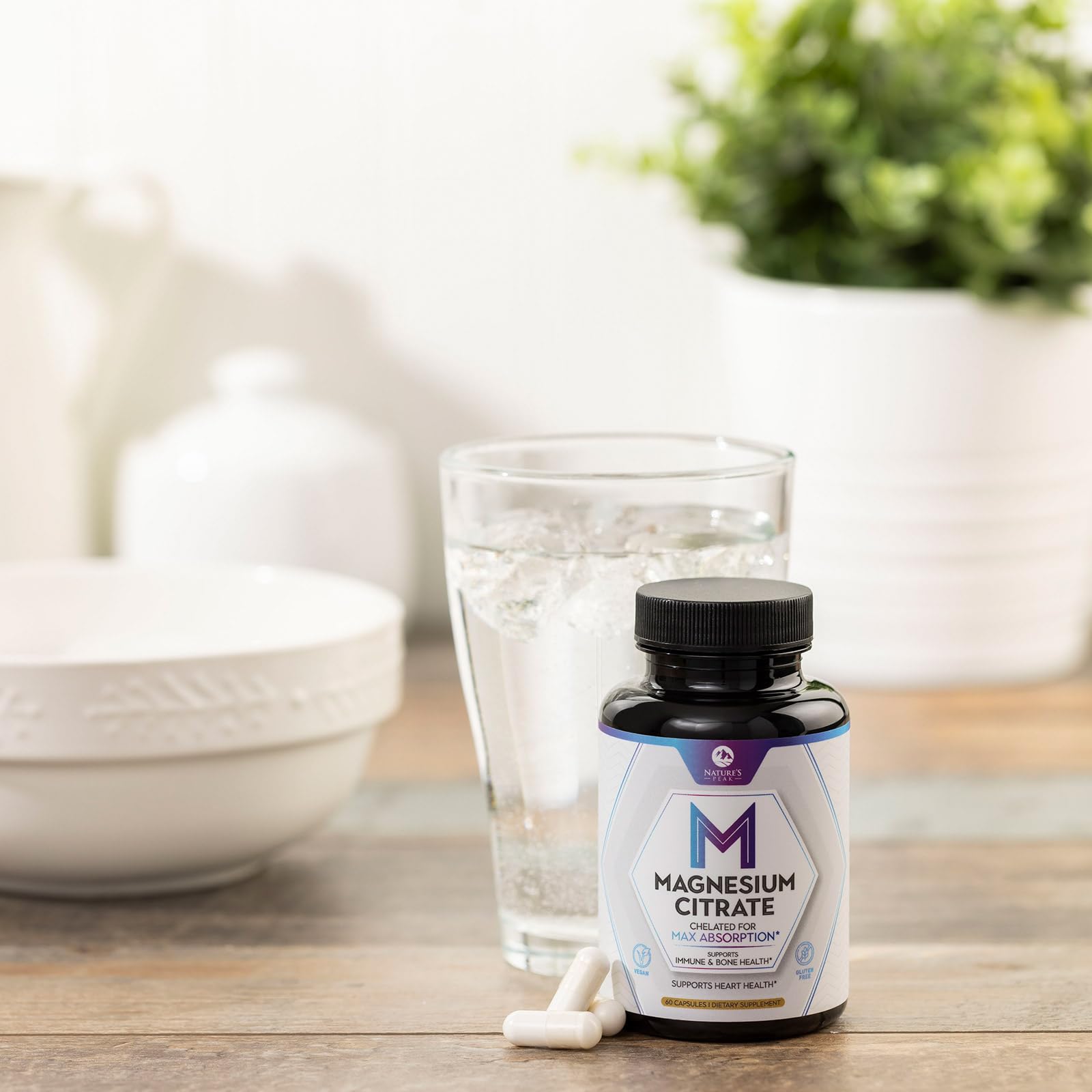 Magnesium Citrate Capsules - Max Absorption Magnesium Powder - Muscle, Bone, Nerve & Heart Health Support - Premium Formula is Powerful & Gentle for Women & Men - Bottled in USA - 60 Capsules