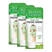 Sudden Change Green Tea Facial Mask - Diminish Wrinkles, Puffiness More - Improve Texture, Purify Pores Remove Excess Oil - Made with Antioxidants - Cooling Sensation for Relaxation (3.4 oz, Pack o