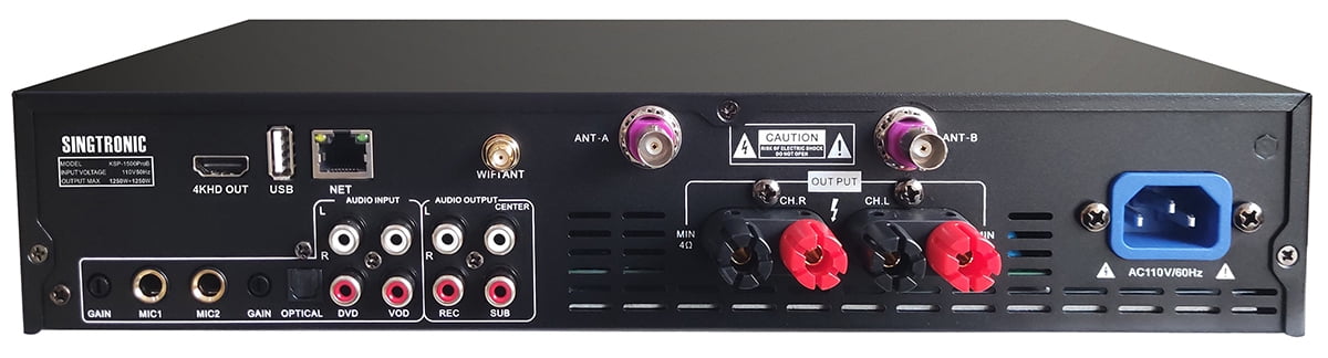 Singtronic KSP-1500ProB Professional 4-in-1 Digital Karaoke Amplifier with Mixer, Unlimited Youtube Songs by iPhone & Tablets, 2500W