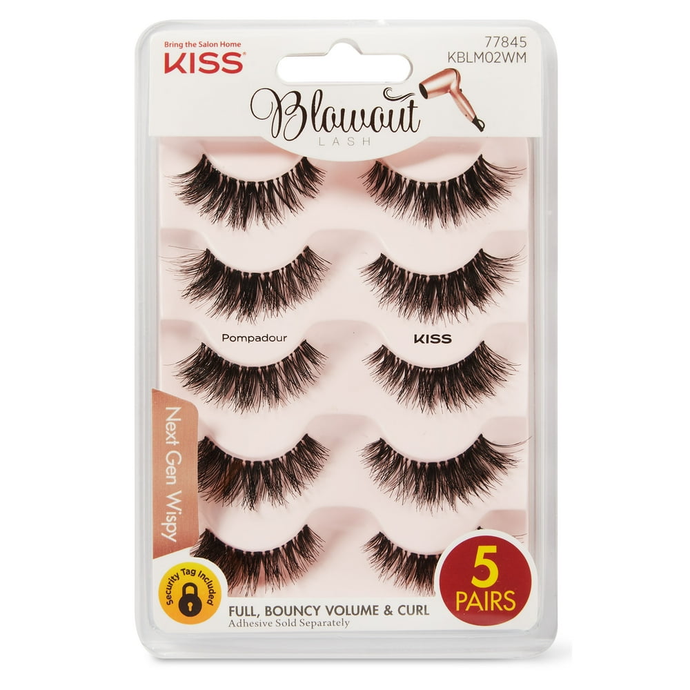 KISS Blowout False Eyelashes, Pompadour Multipack Lashes (5 Pairs