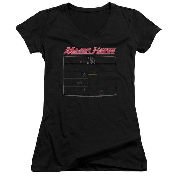 Atari - Major Havoc Screen - Juniors Cap Sleeve V-Neck Shirt - Large