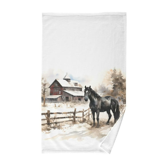 Horse Farmhouse Cotton Face Towels Soft Hand Towel Absorbent Bathroom Towel for Kitchen Hotel Decoration