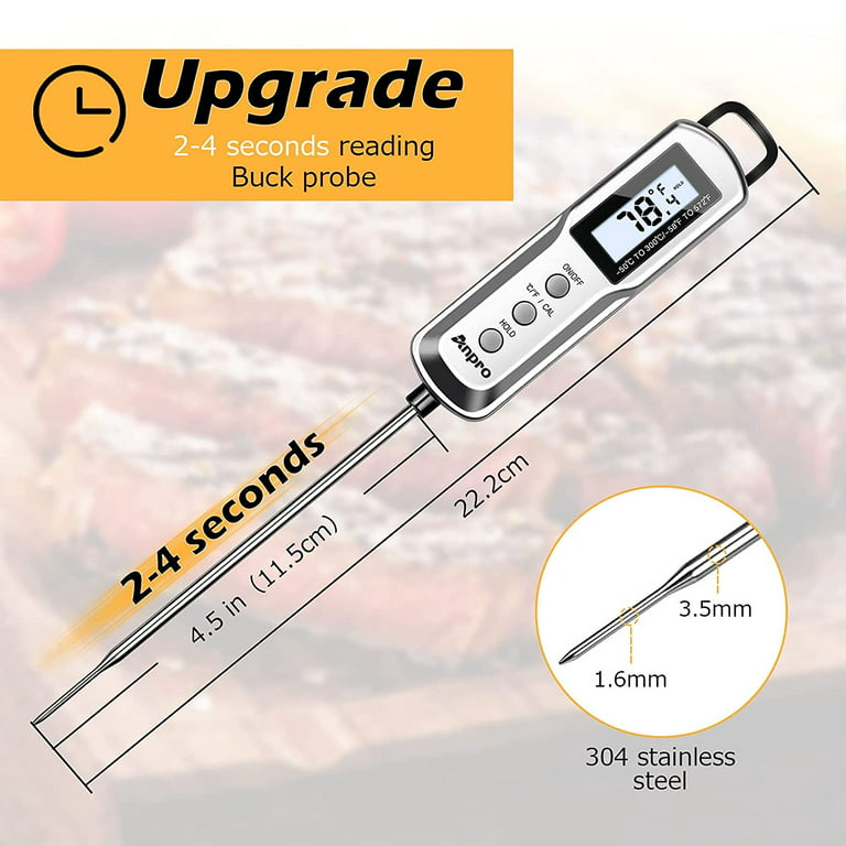 Anpro Kitchen Digital Food Thermometer Long Probe Electronic Cooking  Thermometer For Cake Soup Fry BBQ Meat With Battery - AliExpress