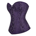 thumbnail image 3 of VISALY Corset Tops for Women Flower Printed Stain Push Up Bodysuit Waist Training Overbust Bustier Corset Boby Shapers Dark Purple S, 3 of 7