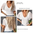 thumbnail image 4 of Blusa de manga corta con volantes para mujer, camisa de manga corta de verano con volantes para mujer, camisa de manga corta con volantes de punto, valor inmejorable, 4 of 5