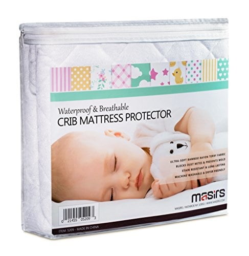 Crib Mattress Protector - Comforthle, Breathhle and Waterproof Bamboo Material. Keep your Crib Mattress Clean and Protected while Giving your Bhy a Cozy Restful Sleep. Machine and Dryer Friendly
