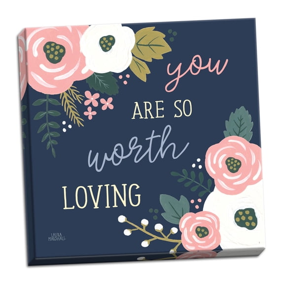 Gango Home Decor Contemporary Wildflower Daydreams VII Navy Loving by Laura Marshall (Ready to Hang); One 16x16in Hand-Stretched Canvas