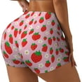 thumbnail image 2 of Kdxio Hand Drawn Strawberry Print Workout Shorts for Women Seamless Soft Smooth Gym Yoga Scrunch Active Shorts, 2 of 9
