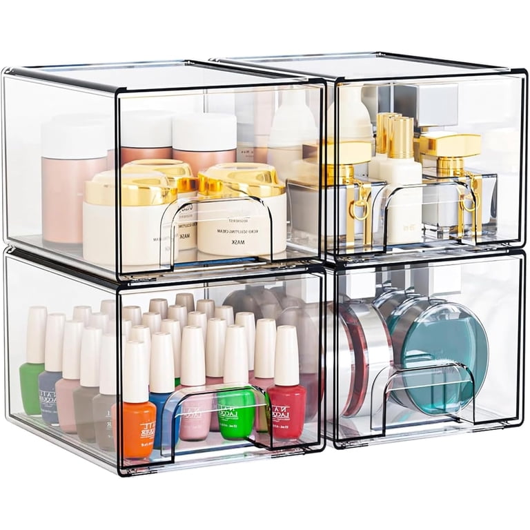 Kisportee 4-Pack Clear Stackable Makeup Storage Drawers photo 8